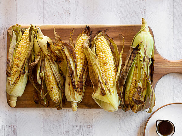 image of grilled corn on the cob using maple syrup